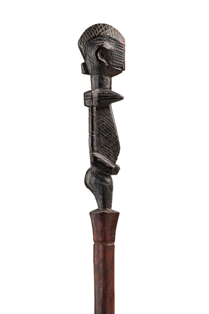Bâton avec figure féminine, Mali, Bamana, Taille: H: 149 cm (H: 58.7 inch), ID: 3052289