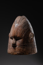 Rare anthropomorphic helmet mask "okpatonu", Nigeria, Benue, Alago (Idoma Nokwu), Size: H: 34,5 cm (H: 13.6 inch), ID: 3052292 - 3/6
