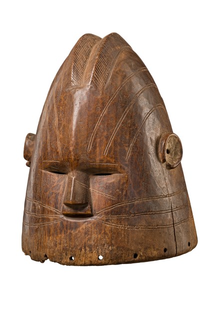 Rare anthropomorphic helmet mask "okpatonu", Nigeria, Benue, Alago (Idoma Nokwu), Size: H: 34,5 cm (H: 13.6 inch), ID: 3052292