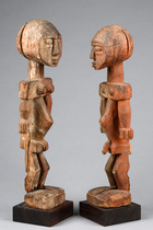 Pair of figures "aklama", Togo, Ada / Adangme / Ewe, Size: H: 33,5 cm (female) & 32 cm (H: 13.2 inch (female) & 12.6 inch), ID: 3052310 - 2/5