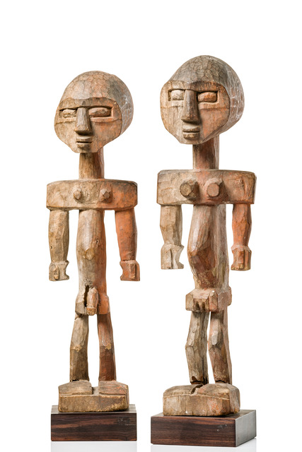Pair of figures "aklama", Togo, Ada / Adangme / Ewe, Taille: H: 33,5 cm (female) & 32 cm, ID: 3052310