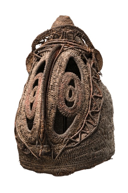 Masque-corbeille en forme de casque "baba tagwa", Papouasie-Nouvelle-Guinée, Montagnes du Prince Alexandre - cours moyen du fleuve Sepik, Abelam, Taille: H: 38,5 cm (H: 15.2 inch), ID: 3052343