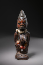 Female twin figure "ere ibeji", Nigeria, Yoruba, Igbomina, Size: H: 28,5 cm (H: 11.2 inch), ID: 3052498 - 3/6