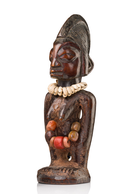 Female twin figure "ere ibeji", Nigeria, Yoruba, Igbomina, Size: H: 28,5 cm (H: 11.2 inch), ID: 3052498