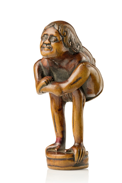 Netsuke of "Tenaga" as acrobat, Meiji period (1868 - 1912), Japan, Size: H: 6 cm (H: 2.4 inch), ID: 3052559