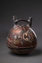 Récipient à double orifice avec démon chat, vers 200 - 600 apr. J.-C., Pérou, Nazca, Taille: H:  17,5 cm (H:  6.9 inch), ID: 3052527 - 4/6
