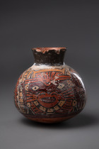 Kragenrandtopf mit mythischen Wesen, ca. 200 - 600 n. Chr, Peru, Nazca, Größe: H: 14,5 cm (H: 5.7 inch), ID: 3052532 - 2/5