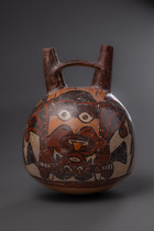 Récipient à double orifice avec des êtres mythiques, env. 200 - 600 apr. J.-C., Pérou, Nazca, Taille: H: 14,5 cm (H: 5.7 inch), ID: 3052528 - 2/5