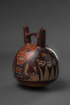 Récipient à double orifice avec des êtres mythiques, env. 200 - 600 apr. J.-C., Pérou, Nazca, Taille: H: 14,5 cm (H: 5.7 inch), ID: 3052528 - 4/5