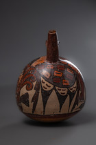 Récipient à double orifice avec des êtres mythiques, env. 200 - 600 apr. J.-C., Pérou, Nazca, Taille: H: 14,5 cm (H: 5.7 inch), ID: 3052528 - 5/5