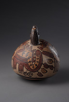 Récipient à double bec avec démon chat, Pérou, Nazca, Taille: H: 11,3 cm (H: 4.4 inch), ID: 3052530 - 2/5