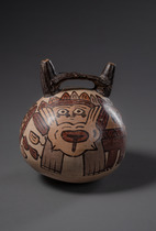 Récipient à double bec avec démon chat, Pérou, Nazca, Taille: H: 11,3 cm (H: 4.4 inch), ID: 3052530 - 3/5