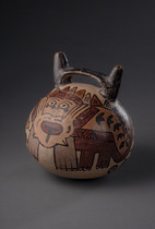 Récipient à double bec avec démon chat, Pérou, Nazca, Taille: H: 11,3 cm (H: 4.4 inch), ID: 3052530 - 4/5