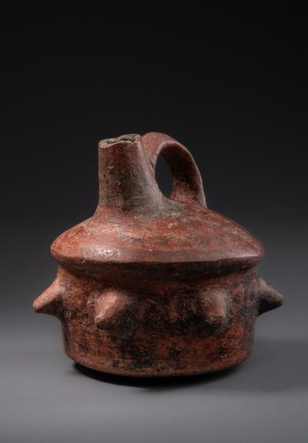 Récipient à anse avec des excroissances en forme d'épines, vers 800 apr. J.-C., Colombie, Calima, Taille: H: 12,5 cm (H: 4.9 inch), ID: 3052553