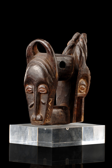 Janusköpfiger Webrollenhalter, Côte d'Ivoire, Baule, Größe: H: 10 cm (H: 3.9 inch), ID: 3052361