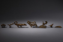 Nine goldweights, Ghana, Ashanti, Size: H: 0,8 cm -3 cm (H: 0.3 inch -1.2 inch), ID: 3052377 - 7/9