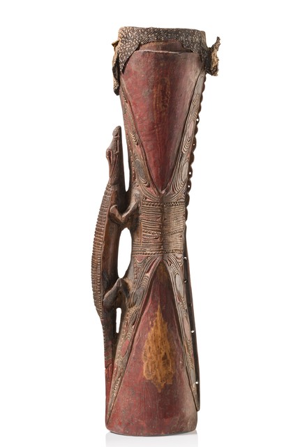 Tambour à main "kundu", Papouasie-Nouvelle-Guinée - Sepik, Taille: H: 75 cm (H: 29.5 inch), ID: 3052420