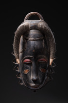 Beautiful face mask "tu bodu" (buffalo), Côte d'Ivoire, Yaure, Size: H: 28 cm (H: 11.0 inch), ID: 3052417 - 2/5