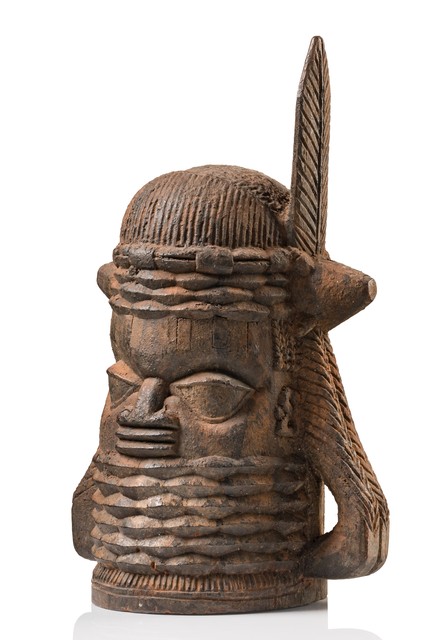 Memorial head, Nigeria, Benin, Size: H: 30 cm (H: 11.8 inch), ID: 3052413