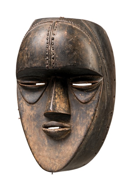 Anthropomorphic face mask, Côte d'Ivoire, Bété, Size: H: 24 cm (H: 9.4 inch), ID: 3052415