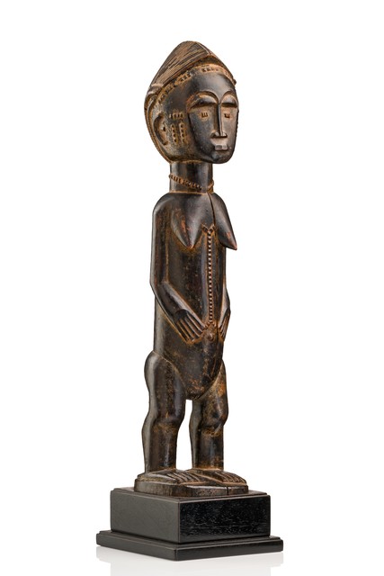 Standing female figure "blolo bla", Côte d'Ivoire, Baule, Size: H: 48 cm (H: 18.9 inch), ID: 3052507