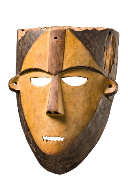Anthropomorphic face mask "pongdudu" or "kpongadomba", D. R. Congo, Boa, Size: H: 26 cm (H: 10.2 inch), ID: 3052540