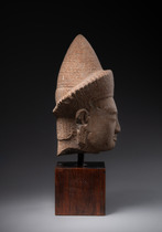 Sandstein-Kopf, ca. 10. - 12. Jahrhundert, Kambodscha, Khmer, Größe: H: 17,5 cm (H: 6.9 inch), ID: 3052543 - 4/5