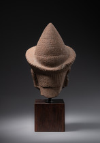 Sandstein-Kopf, ca. 10. - 12. Jahrhundert, Kambodscha, Khmer, Größe: H: 17,5 cm (H: 6.9 inch), ID: 3052543 - 5/5