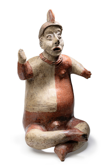 Figure masculine assise, période proto-classique, environ 100 av. J.-C. – 250 apr. J.-C., Mexique, Jalisco, Taille: H: 47,3 cm (H: 18.6 inch), ID: 3052459