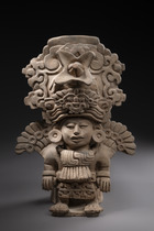 Figurale Urne, ca. 300 - 800 n. Chr., Mexiko, Zapoteken, Oaxaca, Monte Albán III, Größe: H: 45,5 cm (H: 17.9 inch), ID: 3052463 - 2/5