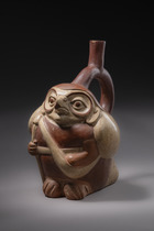 Steigbügelgefäß "Eulenkrieger", ca. 400 - 600 n. Chr., Peru, Moche, Größe: H: 20,5 cm (H: 8.1 inch), ID: 3052481 - 3/6