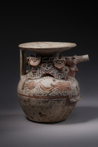 Gefäß mit zweiköpfigem felinem Wesen, ca. 300 - 500 n. Chr., Peru, Recuay, Größe: H: 17 cm (H: 6.7 inch), ID: 3052484 - 4/6