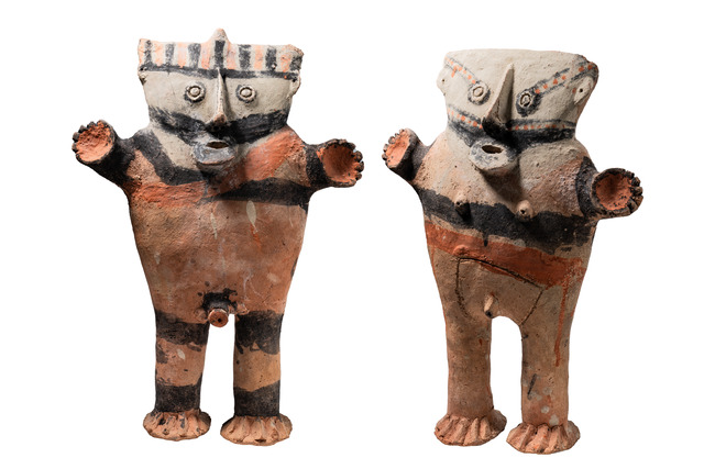 Paire de figures "cuchimilco", vers 1200 - 1400 ap. J.-C., Pérou, Chancay, Taille: H: 47 cm & 49 cm (H: 18.5 inch & 19.3 inch), ID: 3052488