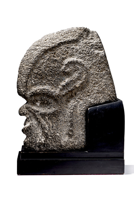 "Hacha" en forme de tête humaine, environ 600 - 900 apr. J.-C., Mexique, Côte du Golfe, Veracruz, Taille: H: 22,8 cm (H: 9.0 inch), ID: 3052504