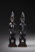 Pair of figures "tugubele", Côte d'Ivoire, Senufo, Size: H: 27,5 cm (H: 10.8 inch), ID: 3052562 - 3/5