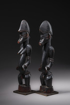 Pair of figures "tugubele", Côte d'Ivoire, Senufo, Size: H: 27,5 cm (H: 10.8 inch), ID: 3052562 - 4/5