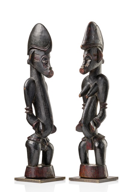 Pair of figures "tugubele", Côte d'Ivoire, Senufo, Size: H: 27,5 cm (H: 10.8 inch), ID: 3052562