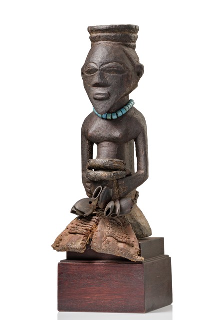 Power half figure "kakudji", D. R. Congo, Luba / Hemba / Kusu, Size: H: 31 cm (H: 12.2 inch), ID: 3052622