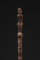 Bâton sculpté en figure, Papouasie-Nouvelle-Guinée - Lac Sentani, Taille: L: 86 cm (L: 33.9 inch), ID: 3052629 - 3/5