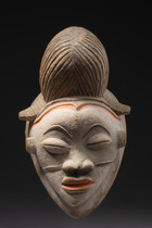 Female face mask "okuyi" or "mukuyi", Gabon, Punu, Size: H: 30 cm (H: 11.8 inch), ID: 3052582 - 3/5