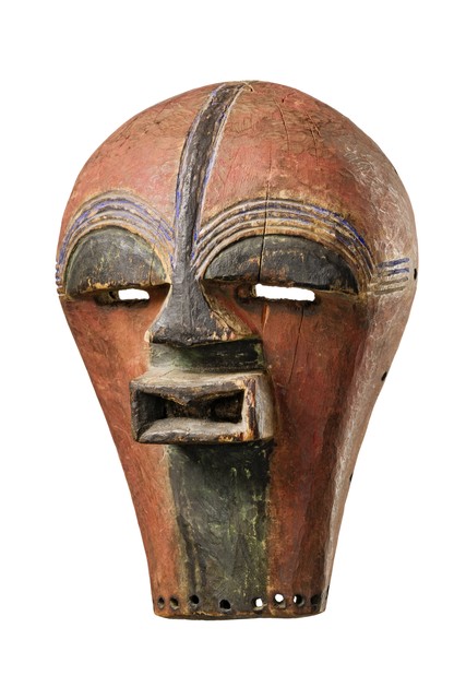 Mask "kifwebe", female type "kikashi", D. R. Congo, Songye, Size: H: 28 cm (H: 11.0 inch), ID: 3052576