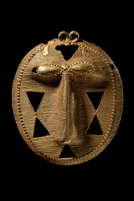Face-shaped pendant, Ghana, Akan, Size: H: 6,8 cm (H: 2.7 inch), ID: 3052545