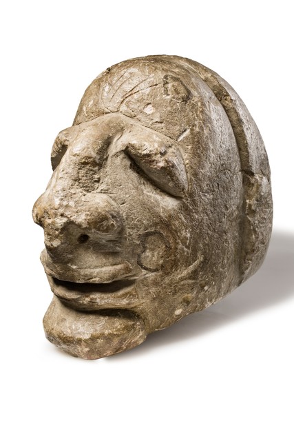 Sculpture de tête anthropomorphe "mahen yafe", Sierra Leone, Sapi, Taille: H: 16 cm L: 20,5 cm (H: 6.3 inch L: 8.1 inch), ID: 3052570