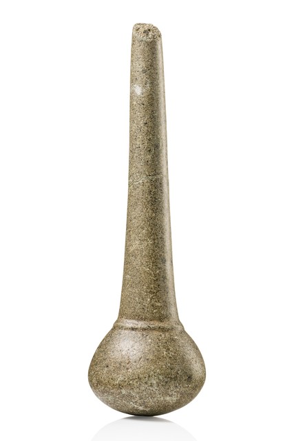 Pilon préhistorique en andésite, Papouasie-Nouvelle-Guinée - Hautes terres du sud, bassin de Tari, Taille: M: 28,3 x 8,4 x 7,0 cm (M: 28,3 x 8,4 x 2.8 inch), ID: 3052666