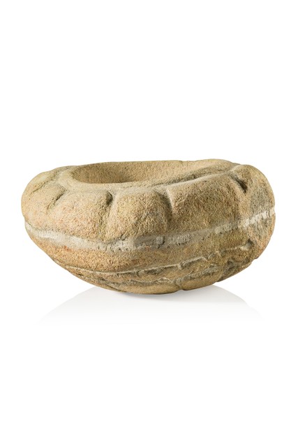 Bol préhistorique en pierre, Papouasie-Nouvelle-Guinée -Hautes terres occidentales, Mount Hagen, Taille: M: 9,5 x 19,5 x 17, 8 cm (M: 9,5 x 19,5 x 17, 3.1 inch), ID: 3052684
