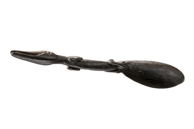Cuillère zoomorphe (crocodile), Papouasie-Nouvelle-Guinée - Sepik, Taille: L: 22,5 cm (L: 8.9 inch), ID: 3052694