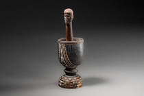 Zoomorphic bowl and mortar with anthropomorphic pestle, Papua New Guinea - Tami Islands, Size: L: 37,5 cm H: 10 cm L: 11 cm (L: 14.8 inch H: 3.9 inch L: 4.3 inch), ID: 3052727 - 4/7