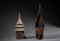 Modèle d'une maison principale "rumah gadang" avec mosquée, Indonésie - Sumatra, Minangkabaus, Taille: M: 32 cm x 27,6 cm 22 cm x 9,5 cm (M: 12.6 inch x 10.9 inch 8.7 inch x 3.7 inch), ID: 3052887 - 3/6