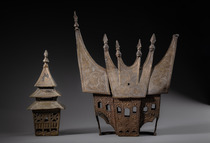 Modèle d'une maison principale "rumah gadang" avec mosquée, Indonésie - Sumatra, Minangkabaus, Taille: M: 32 cm x 27,6 cm 22 cm x 9,5 cm (M: 12.6 inch x 10.9 inch 8.7 inch x 3.7 inch), ID: 3052887 - 4/6