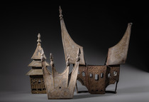 Modèle d'une maison principale "rumah gadang" avec mosquée, Indonésie - Sumatra, Minangkabaus, Taille: M: 32 cm x 27,6 cm 22 cm x 9,5 cm (M: 12.6 inch x 10.9 inch 8.7 inch x 3.7 inch), ID: 3052887 - 5/6